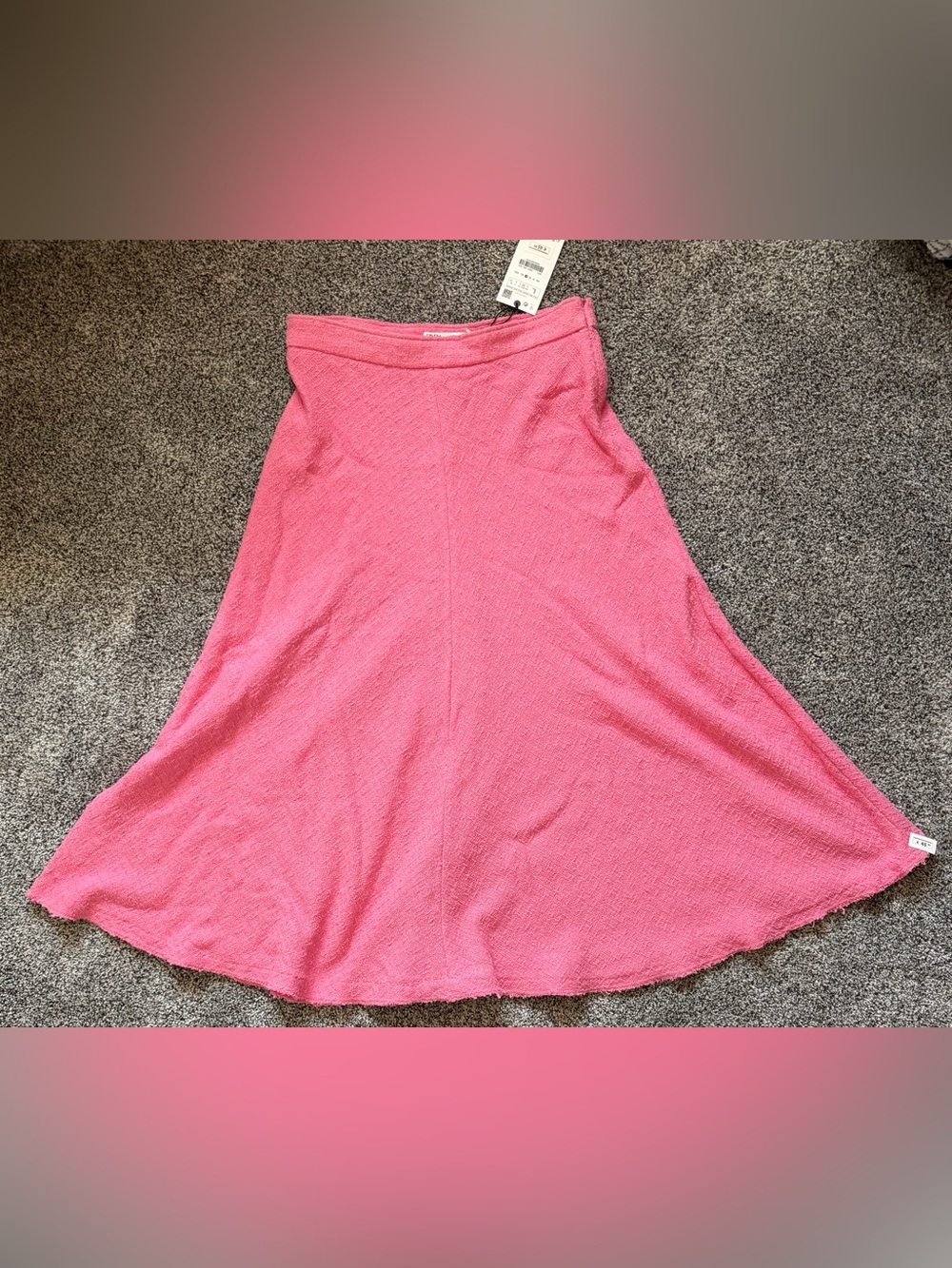 Zara Bright Pink Textured A-Line Skirt
